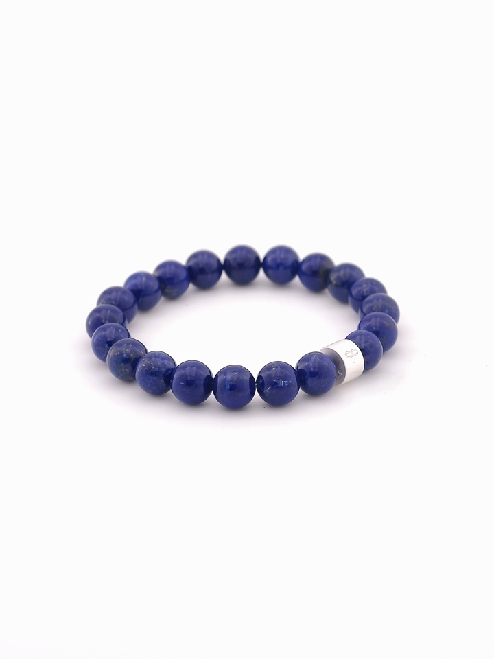 Lapis Lazuli Energy Bracelet with 925 Silver Tubes