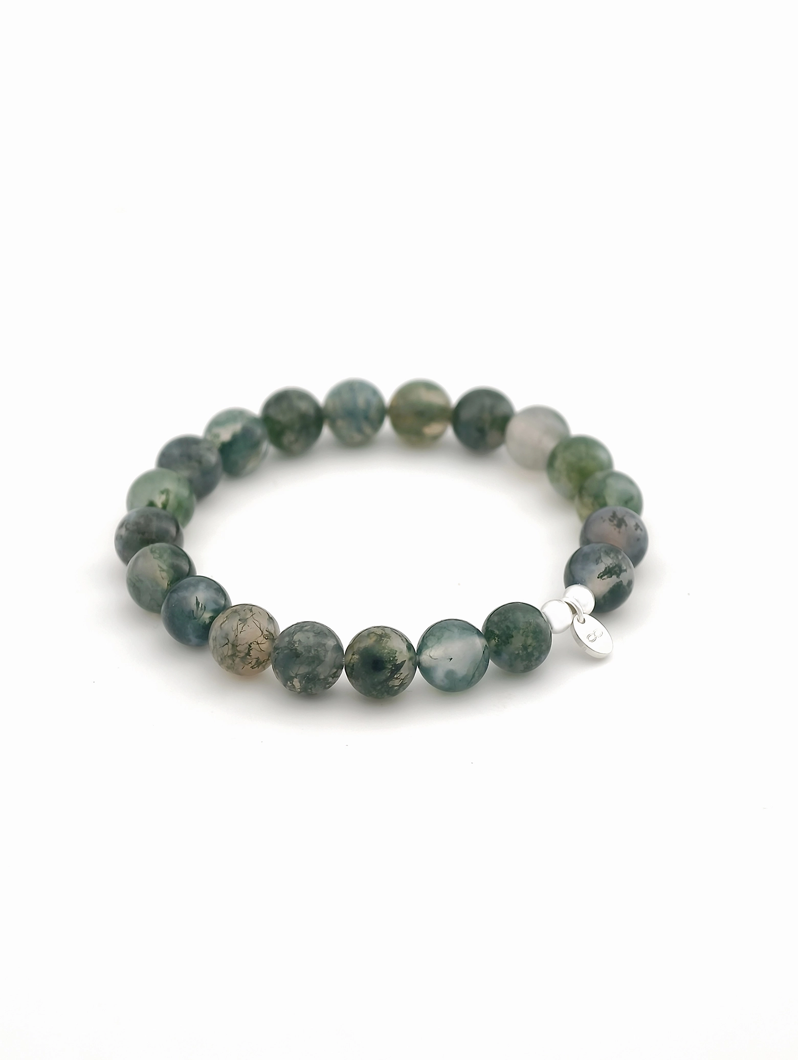 Moss Agate 925 Sterling Silver Energy Bracelet