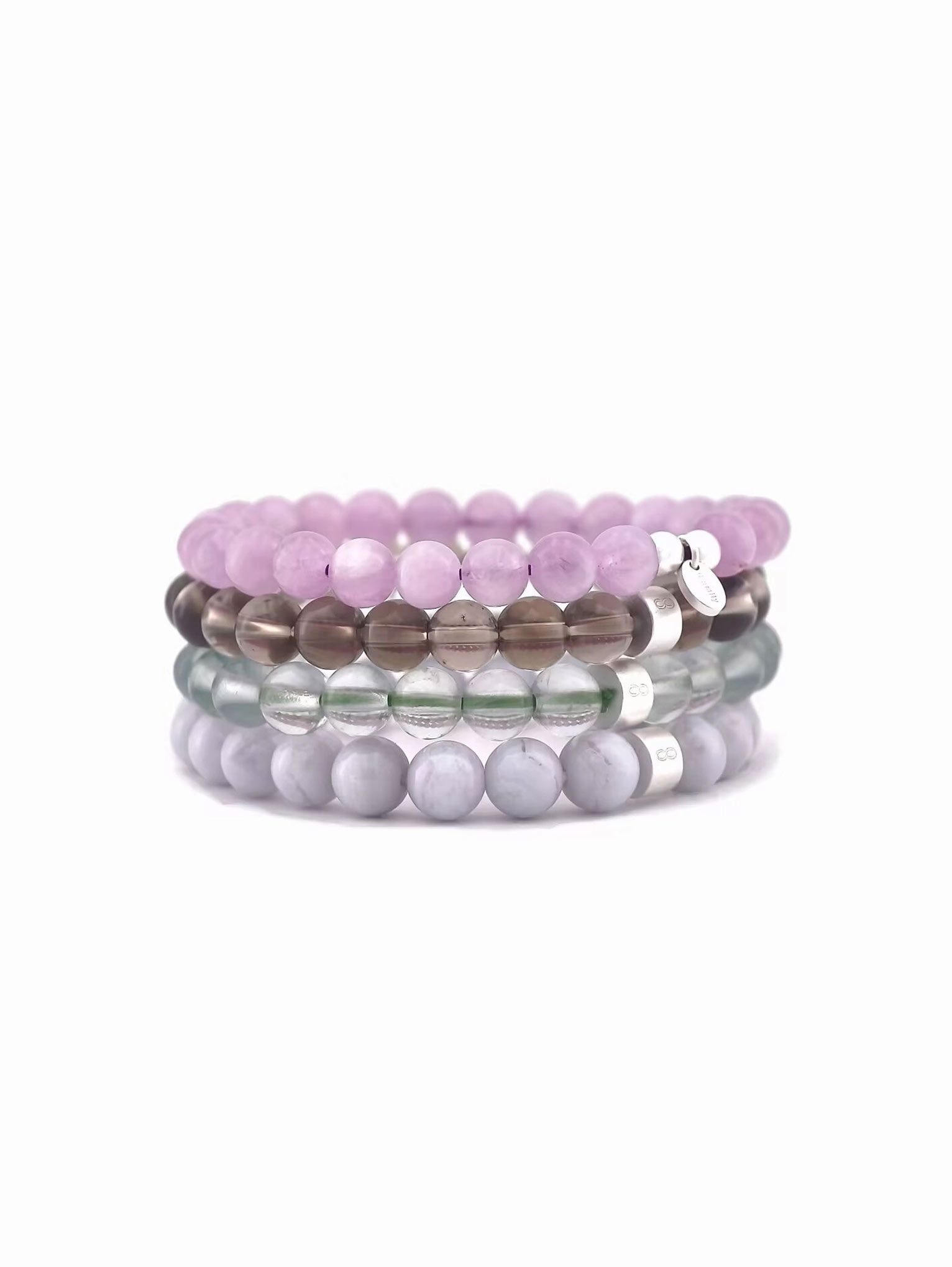 Pastel Transformation Gemstone & 925 Silver Bracelet Stack