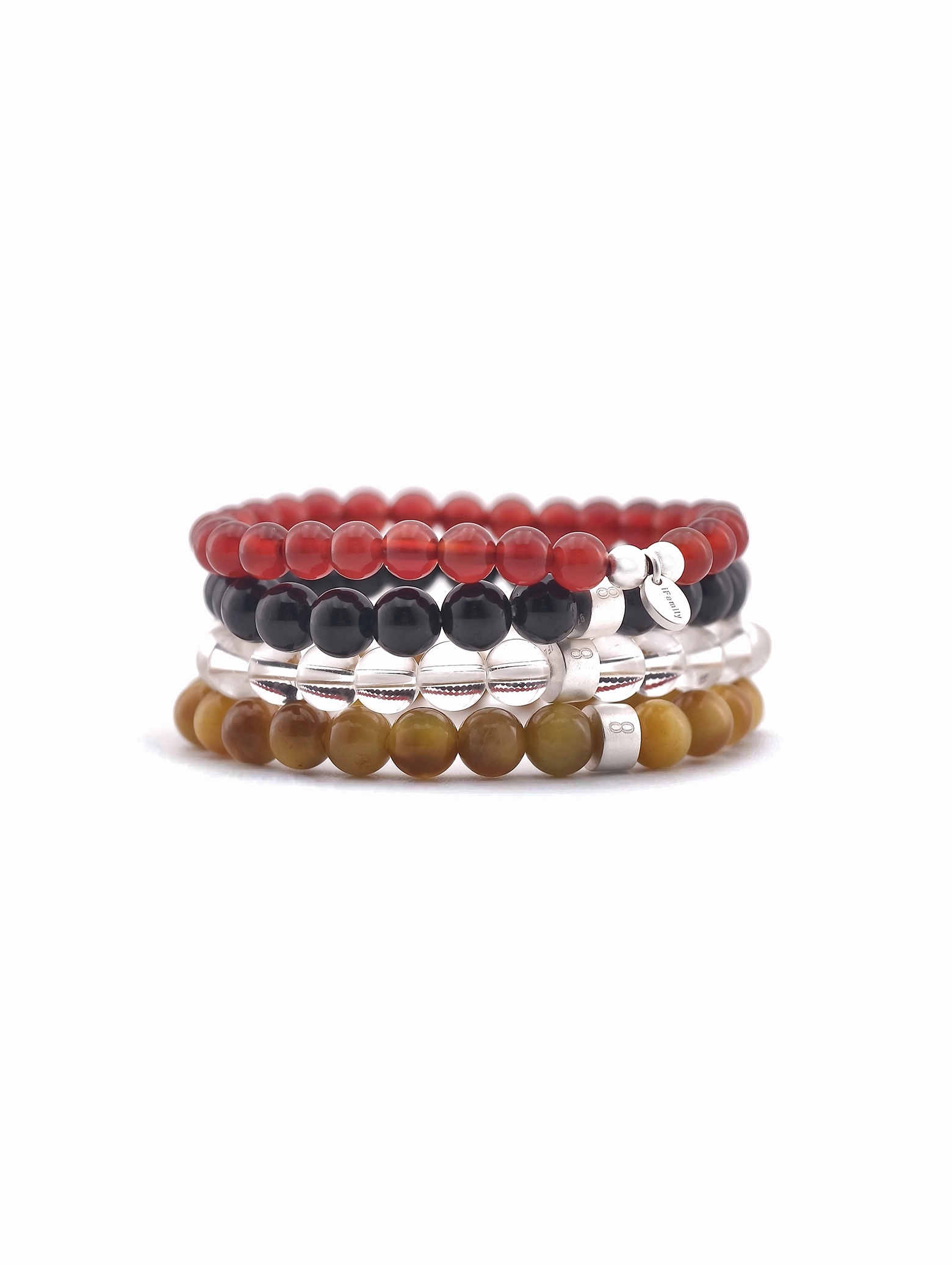 Aries Zodiac Gemstone & 925 Silver Bracelet Stack