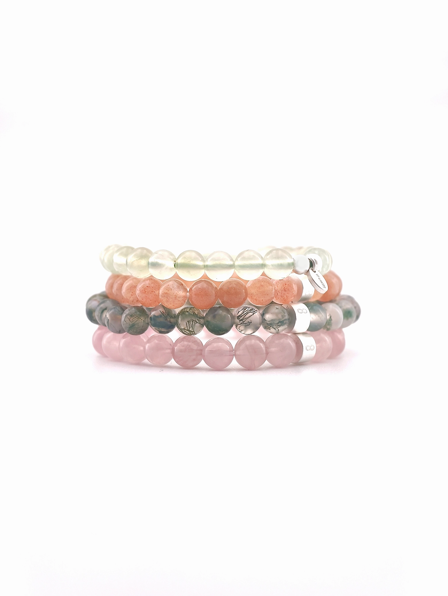 Taurus Zodiac Gemstone & 925 Silver Bracelet Stack