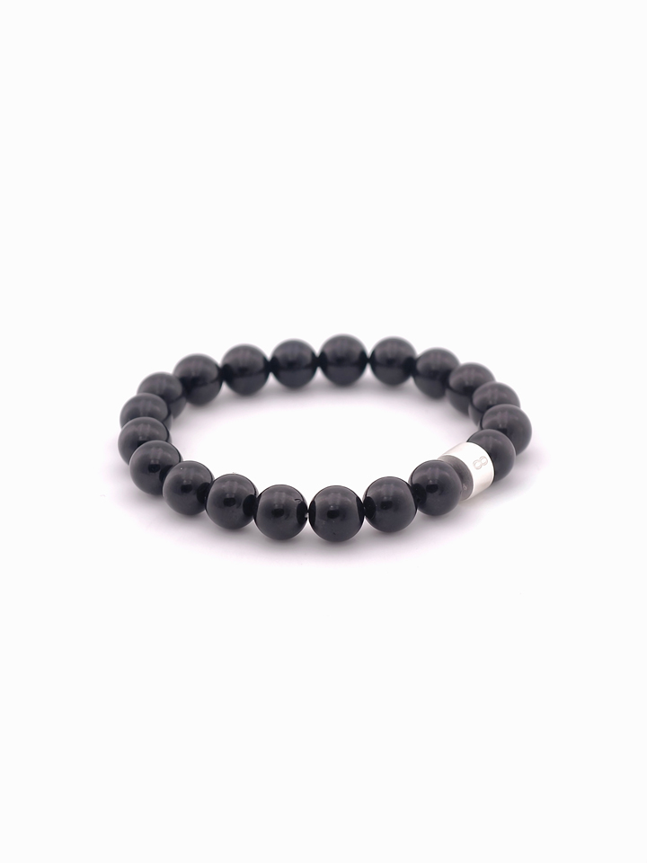 Black Tourmaline Energy Bracelet with 925 Silver Tubes