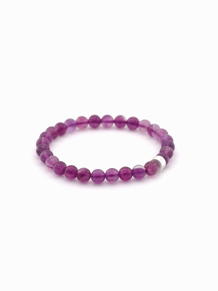 Purple Fluorite Energy Bracelet with 925 Silver Tubes