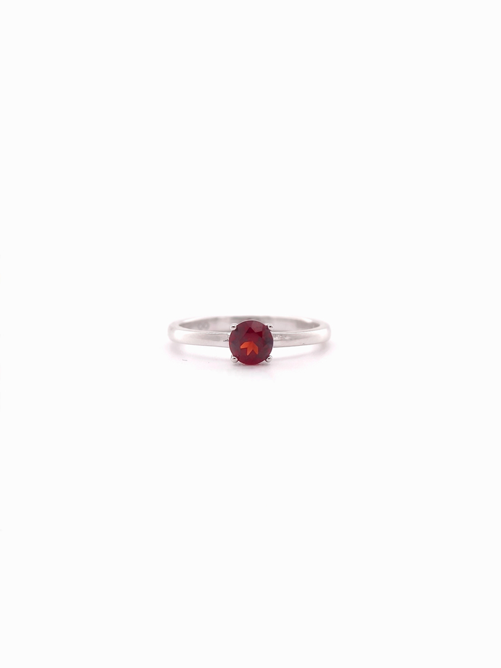 Natural Garnet 5mm Round Solitaire 4-Prong Ring S925