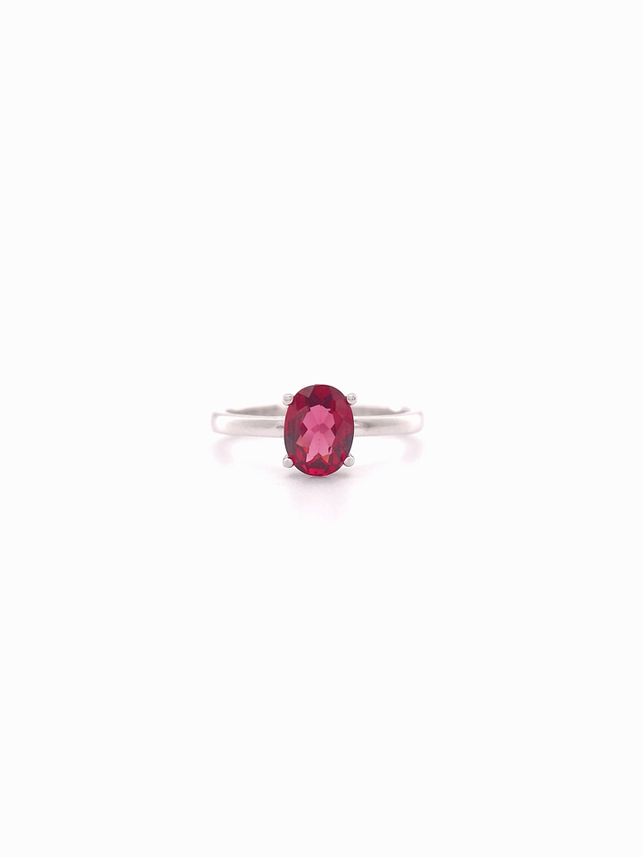 Natural Pyrope Garnet 6x8mm Oval Solitaire 4-Prong Ring S925
