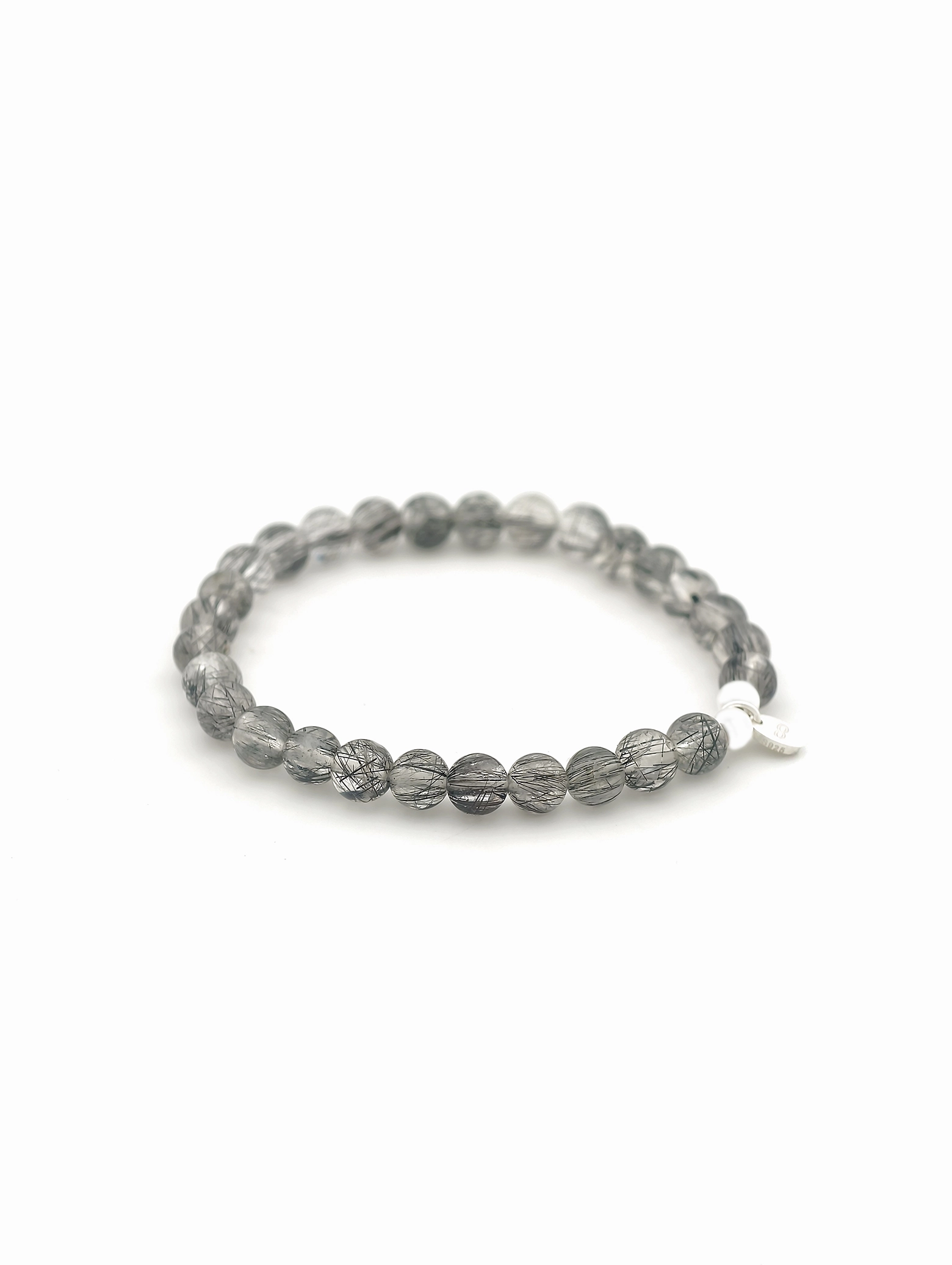 Black Rutilated Quartz 925 Sterling Silver Energy Bracelet