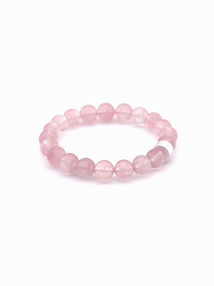 Madagascar Rose Quartz Energy Bracelet with 925 Silver Tubes