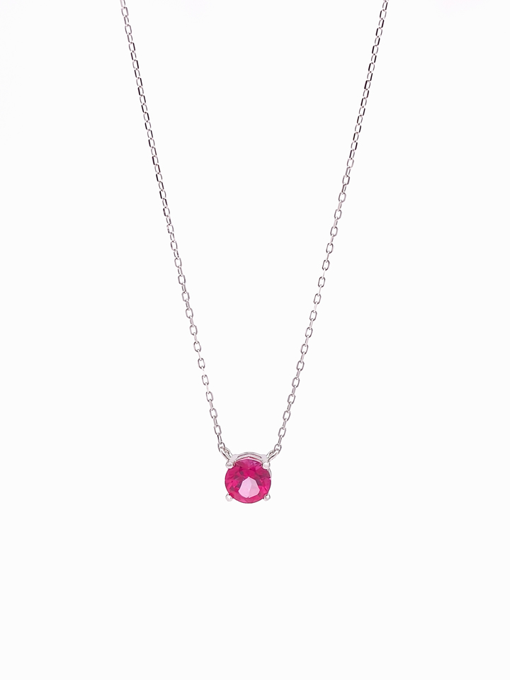 Natural Pink Topaz 4-Prong Solitaire Pendant Necklace S925