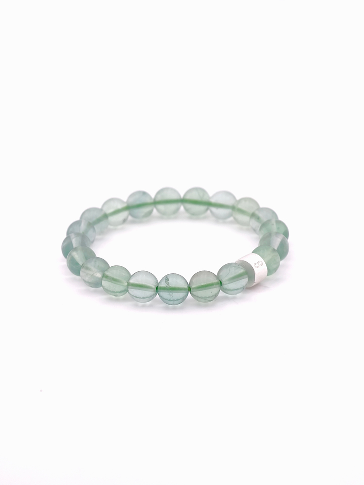 Green Fluorite Energy Bracelet with 925 Silver Tubes