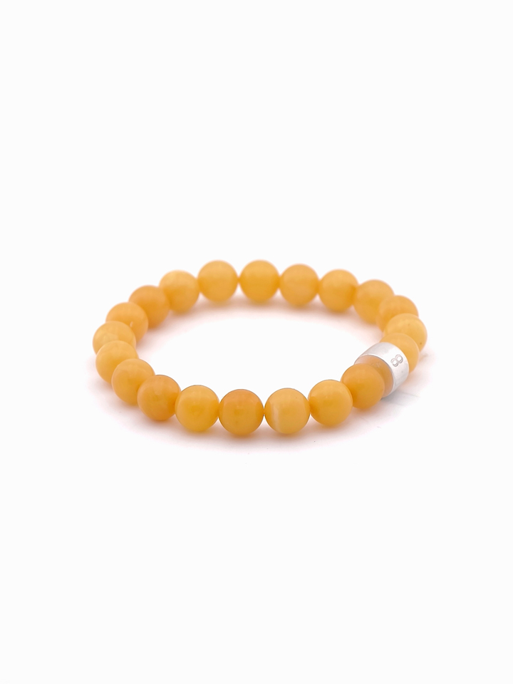 Marbled Butterscotch Amber Energy Bracelet with 925 Silver Tubes