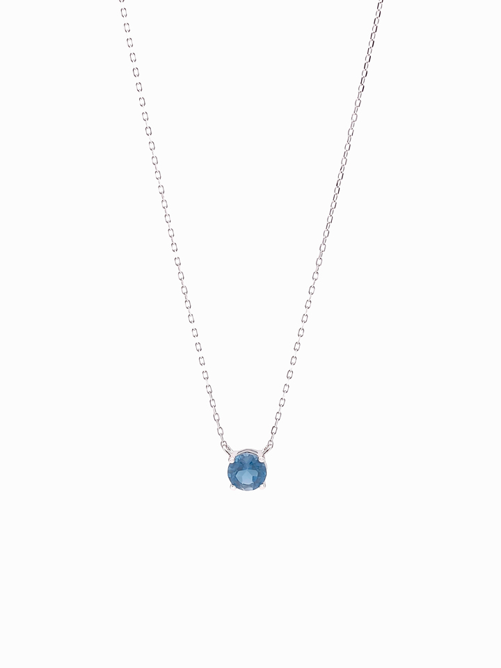 Natural London Blue Topaz 4-Prong Solitaire Pendant Necklace S925