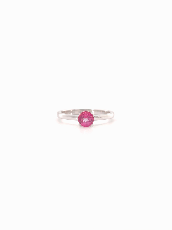 Natural Pink Topaz 5mm Round Solitaire 4-Prong Ring S925