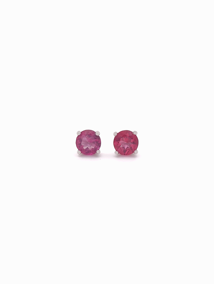 Natural Pink Topaz 4-Prong Solitaire S925 Stud Earrings