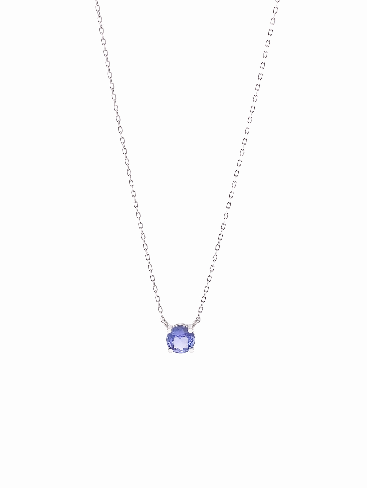 Natural Tanzanite 4-Prong Solitaire Pendant Necklace S925