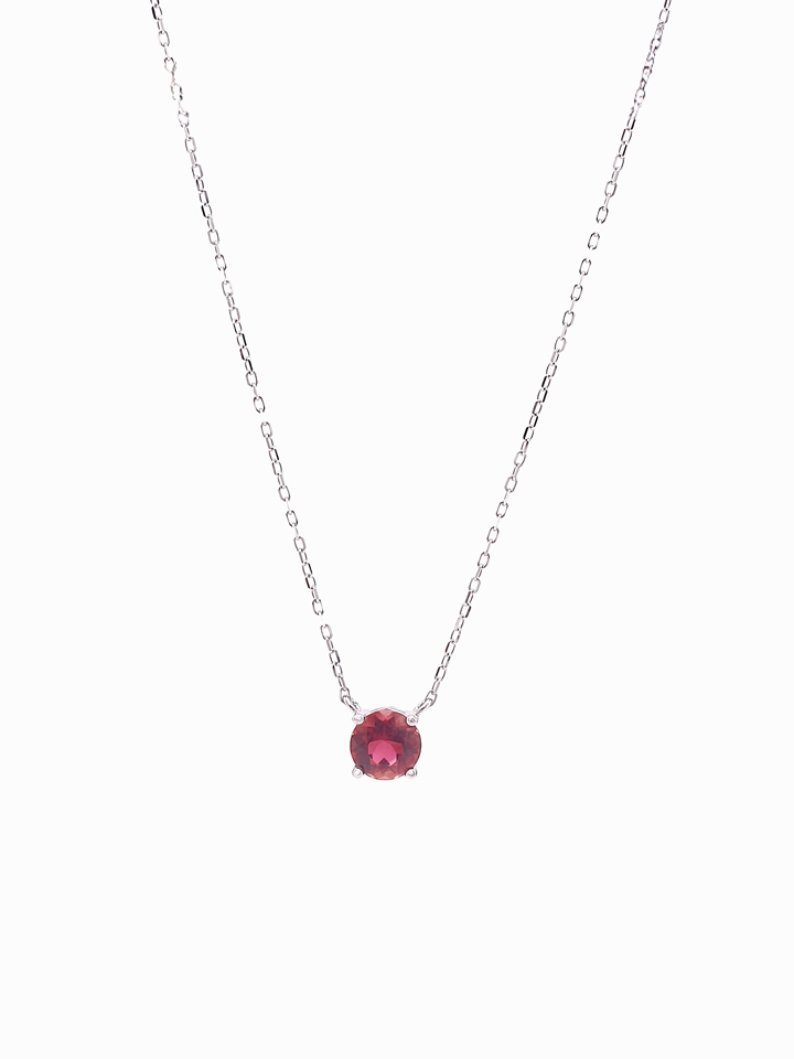 Natural Pink Tourmaline 4-Prong Solitaire Pendant Necklace S925
