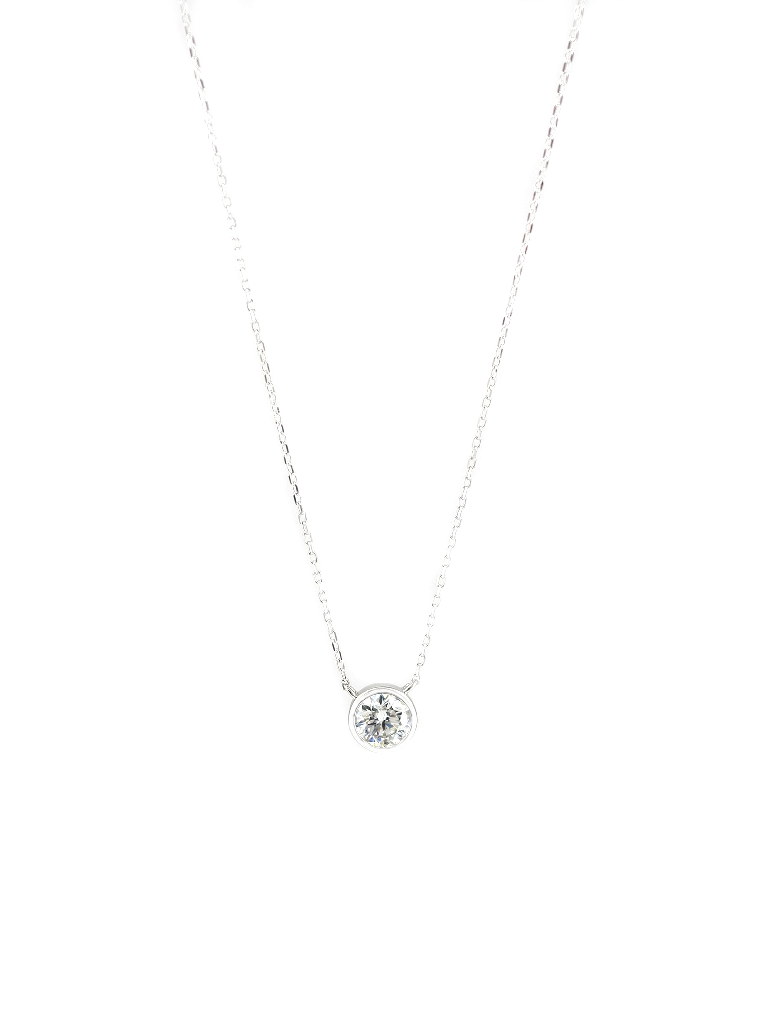 Moissanite Bezel Solitaire Pendant Necklace S925