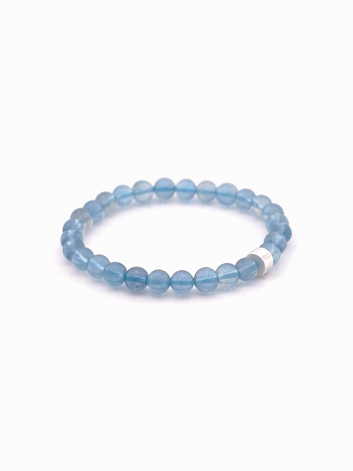 Deep Blue Aquamarine Energy Bracelet with 925 Silver Tubes