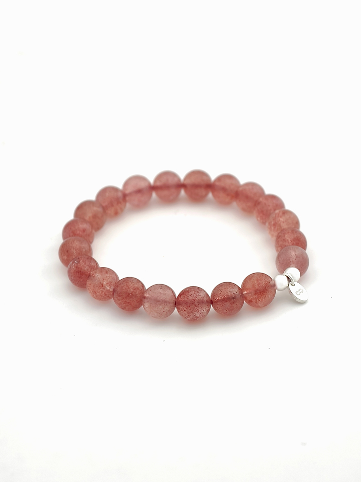 Strawberry Quartz 925 Sterling Silver Energy Bracelet