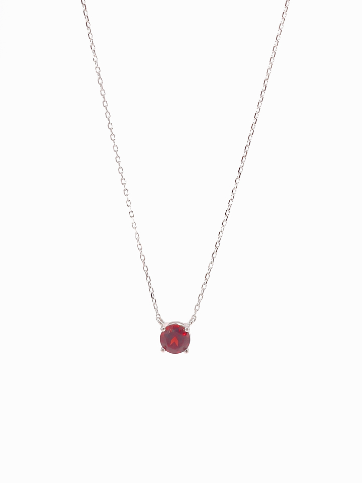 Natural Garnet 4-Prong Solitaire Pendant Necklace S925