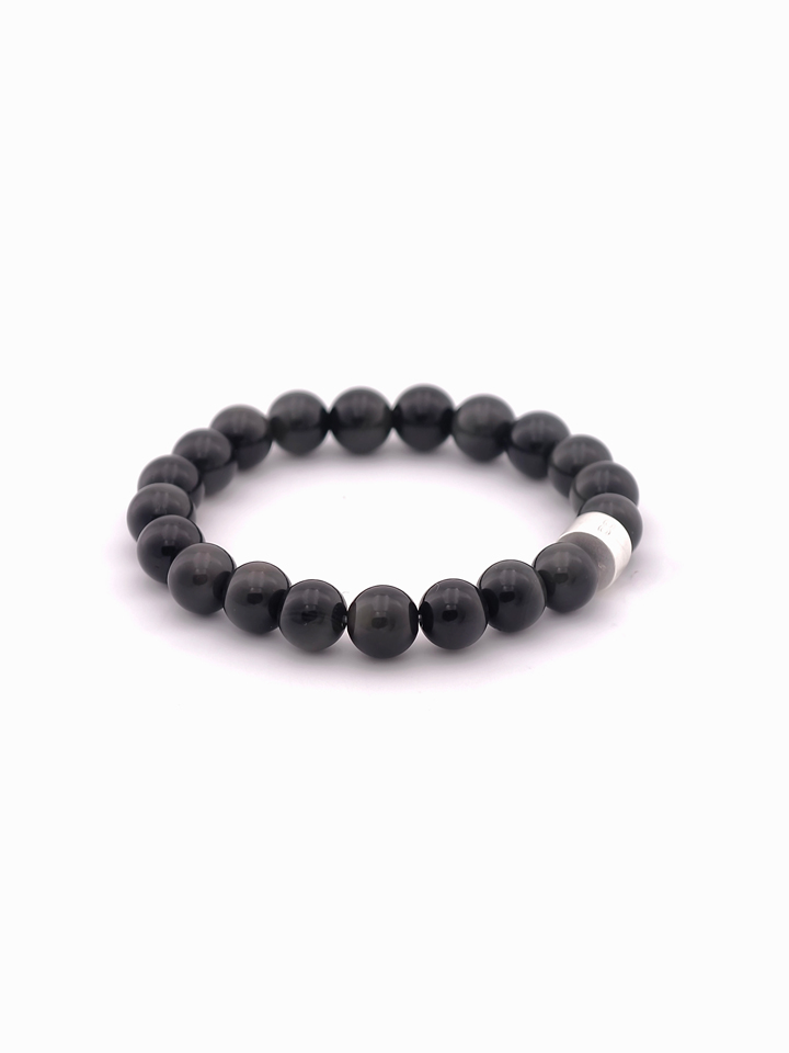 Rainbow Obsidian Energy Bracelet with 925 Silver Tubes
