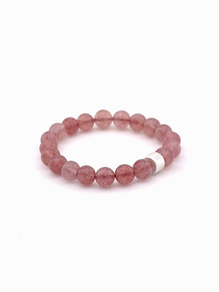Strawberry Quartz Energy Bracelet with 925 Silver Tubes