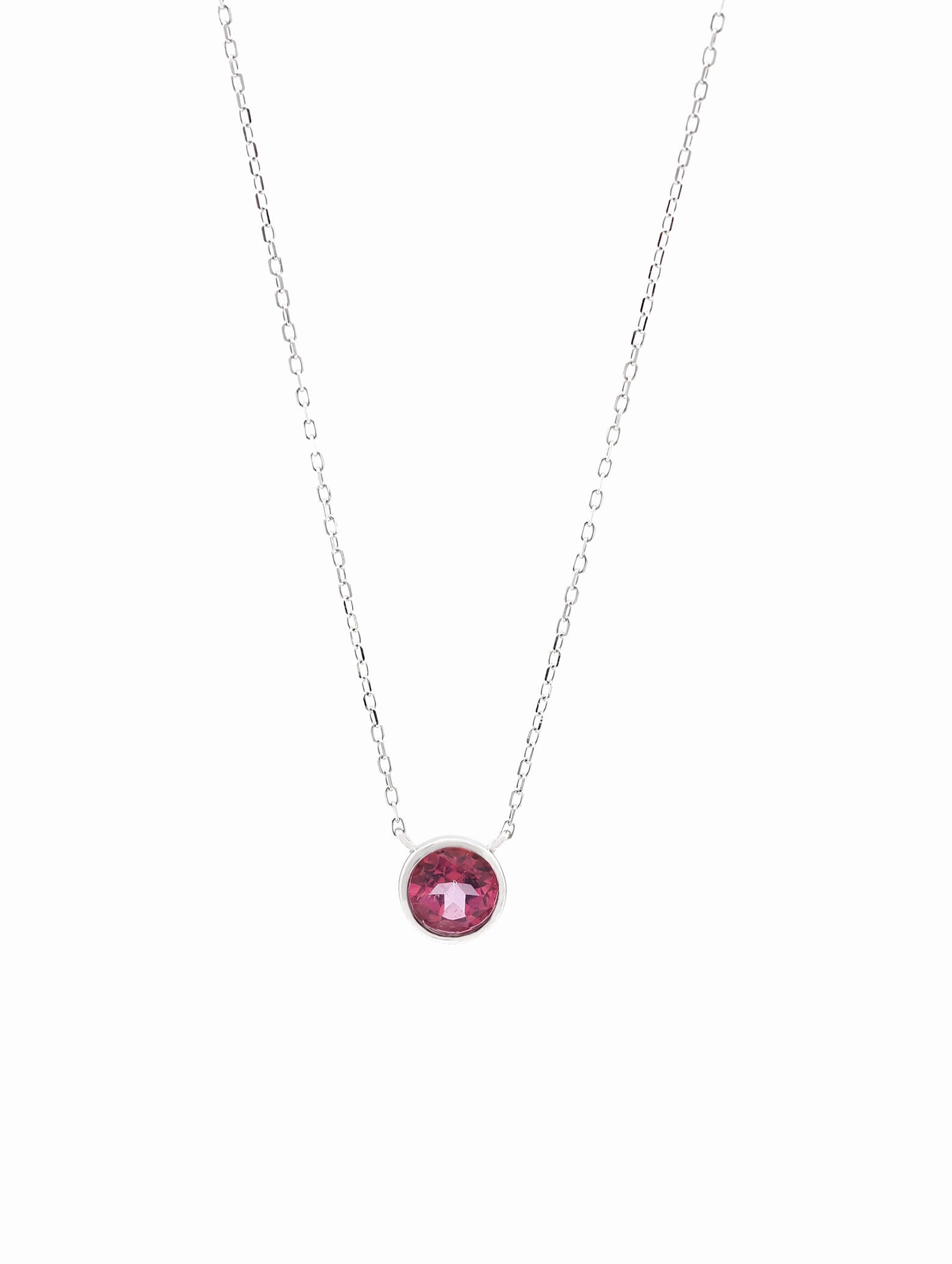 Natural Pink Topaz Bezel Solitaire Pendant Necklace S925