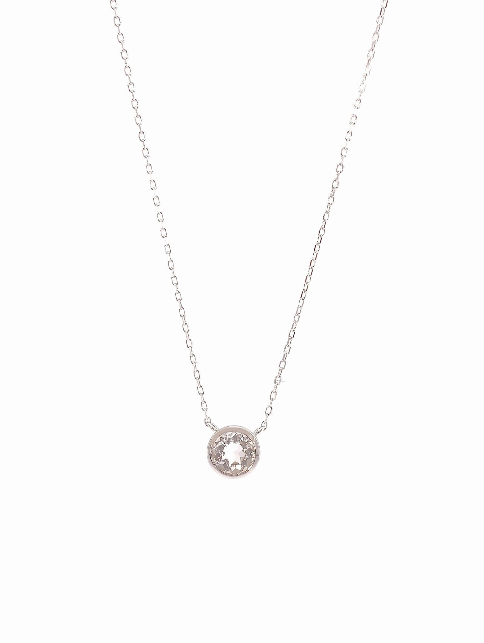 Natural Clear Quartz Bezel Solitaire Pendant Necklace S925