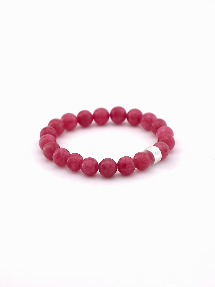 Rhodonite Energy Bracelet with 925 Silver Tubes