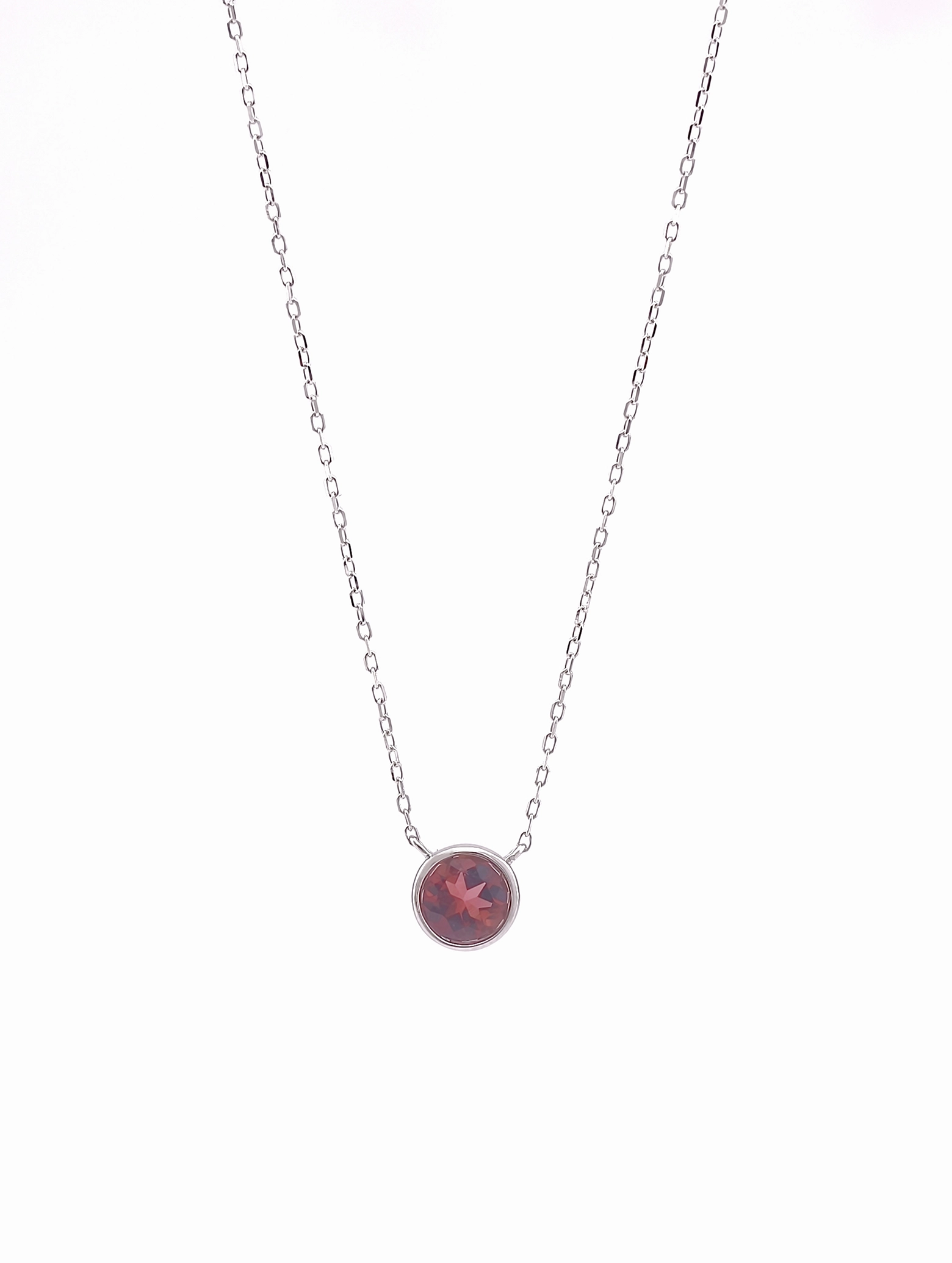 Natural Pink Tourmaline Bezel Solitaire Pendant Necklace S925