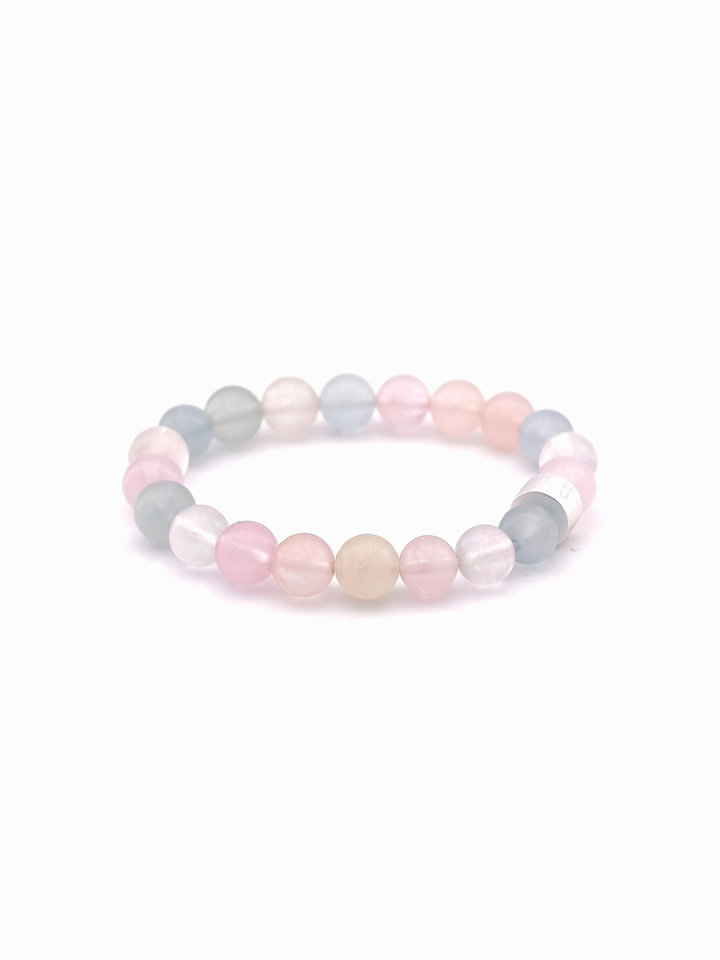 Morganite Energy Bracelet with 925 Silver Tubes