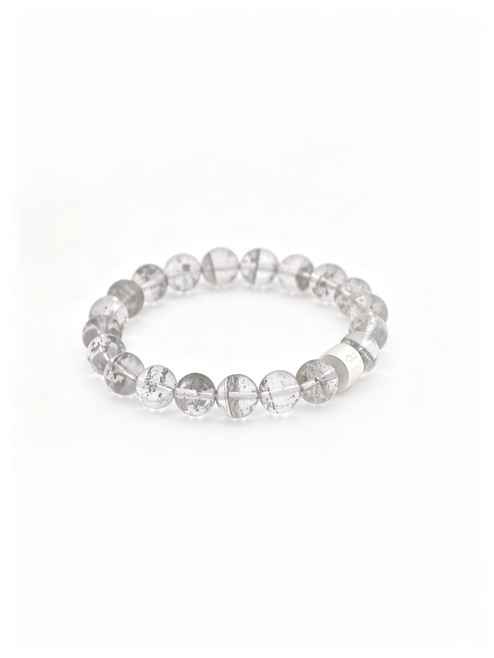 Green Phantom Quartz Energy Bracelet with 925 Silver Tubes