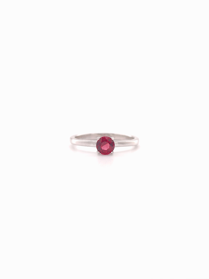 Natural Pyrope Garnet 5mm Round Solitaire 4-Prong Ring S925