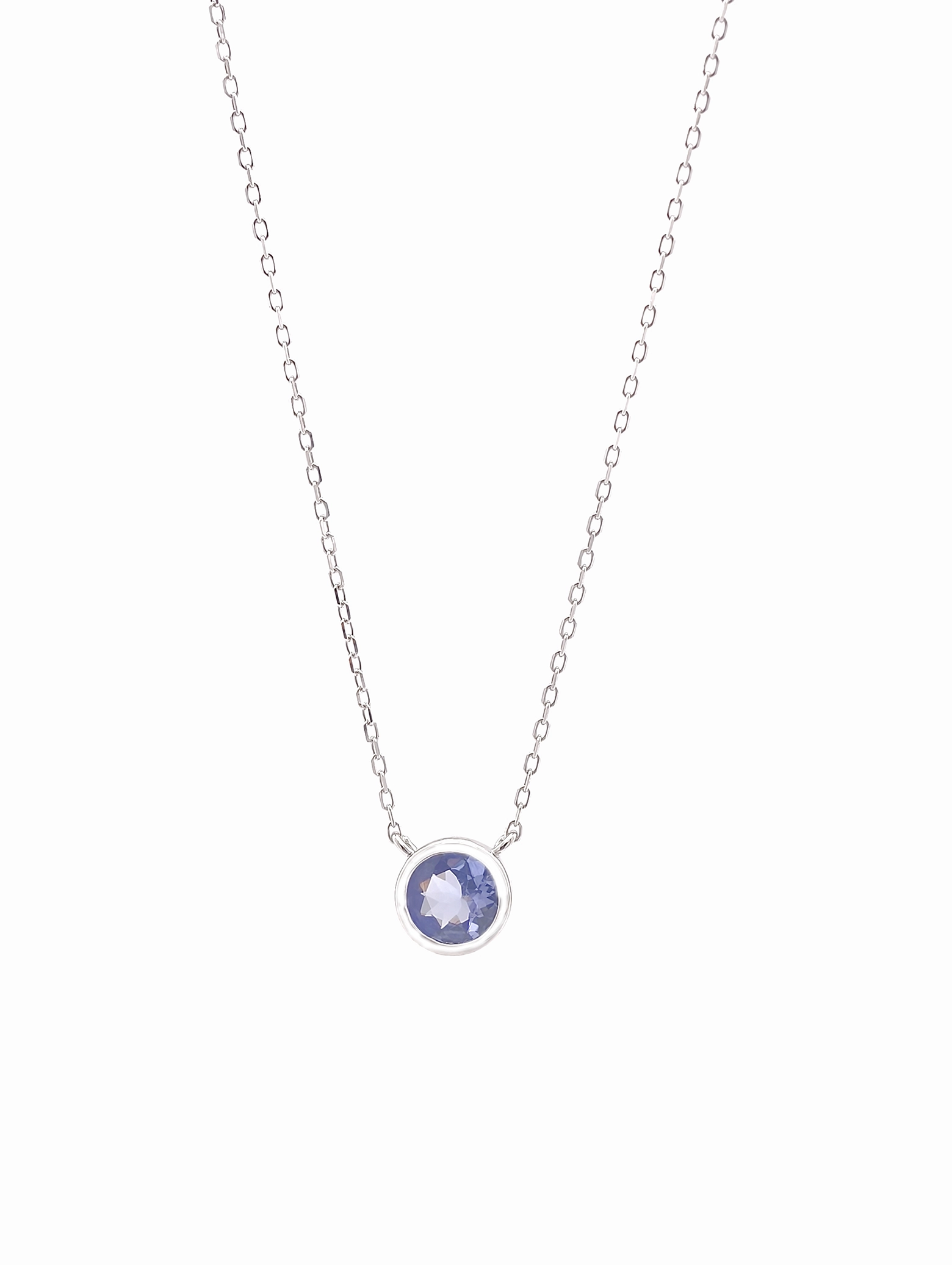 Natural Tanzanite Bezel Solitaire Pendant Necklace S925