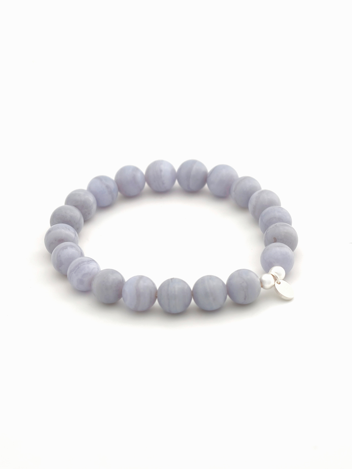 Blue Lace Agate 925 Sterling Silver Energy Bracelet