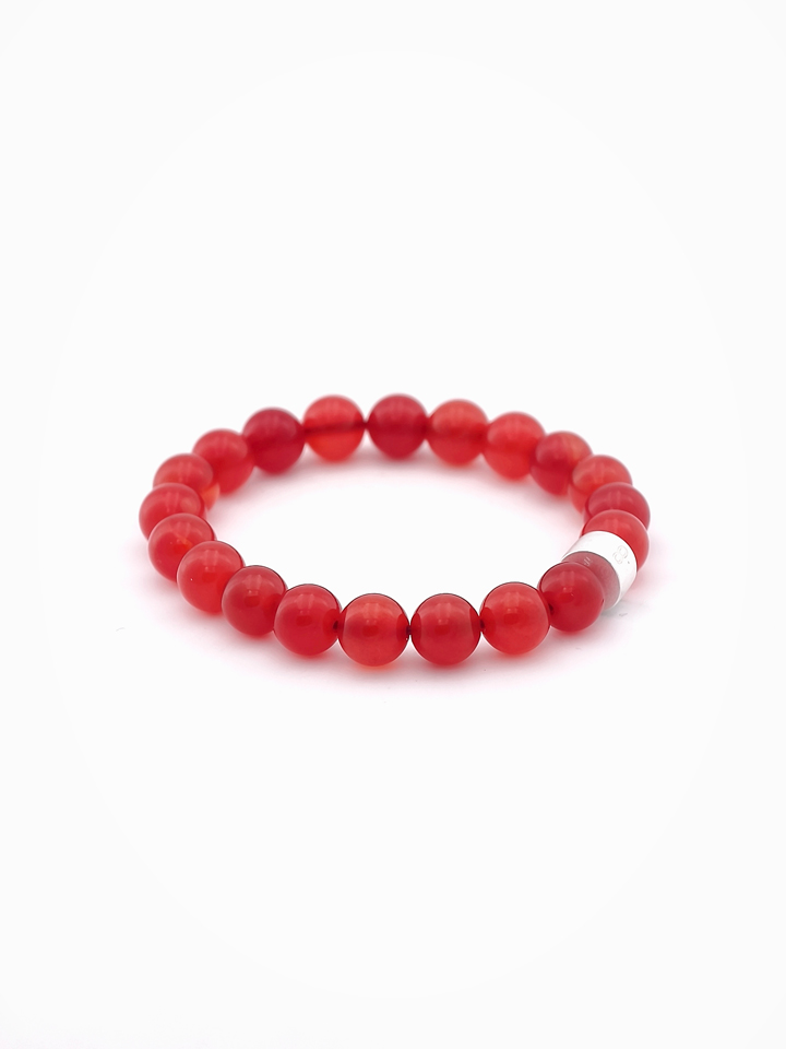 Premium Agate Carnelian Energy Bracelet with 925 Silver Tubes
