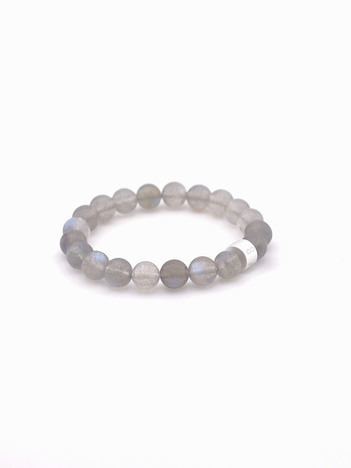 Labradorite Energy Bracelet with 925 Silver Tubes