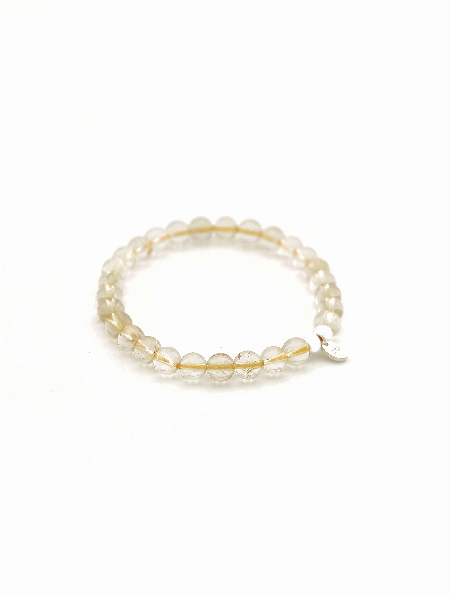 Gold Rutilated Quartz 925 Sterling Silver Energy Bracelet