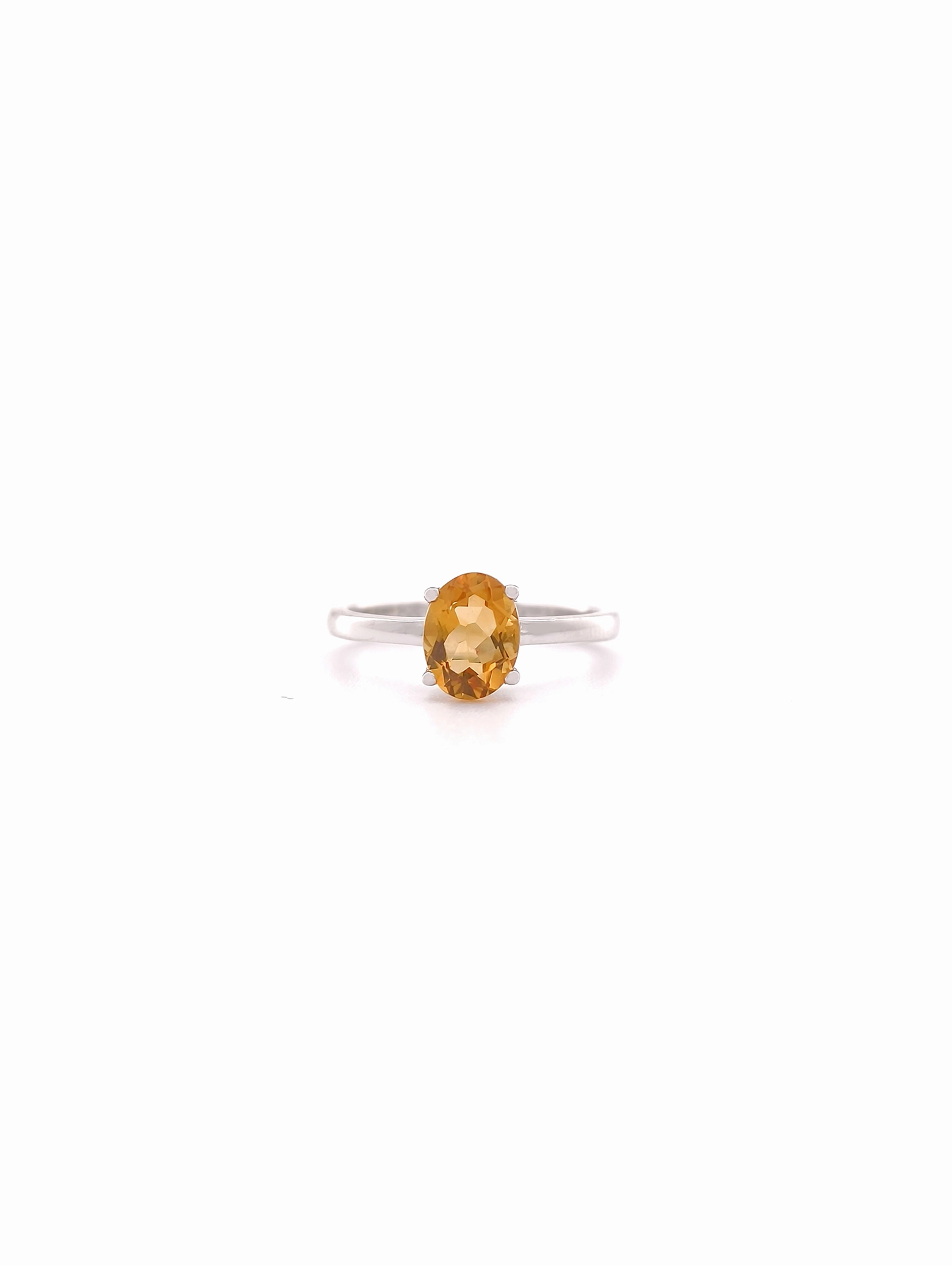 Natural Citrine 6x8mm Oval Solitaire 4-Prong Ring S925
