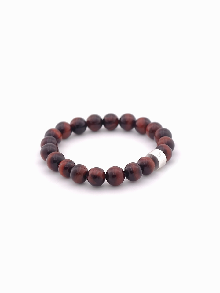 Red Tiger's Eye Energy Bracelet with 925 Silver Tubes