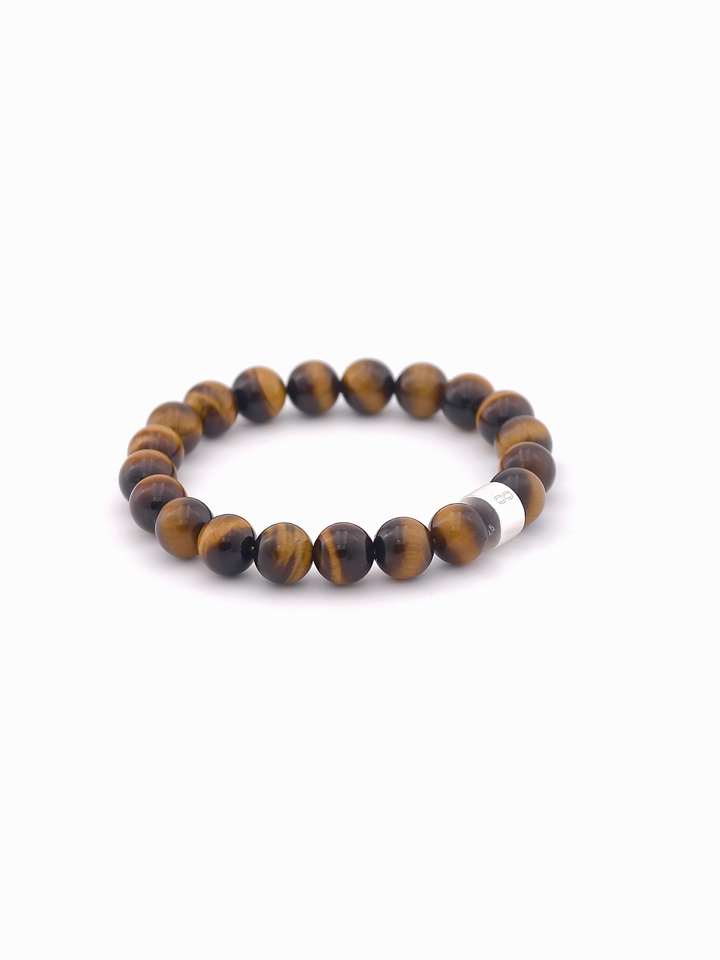 Golden Tiger's Eye Energy Bracelet with 925 Silver Tubes