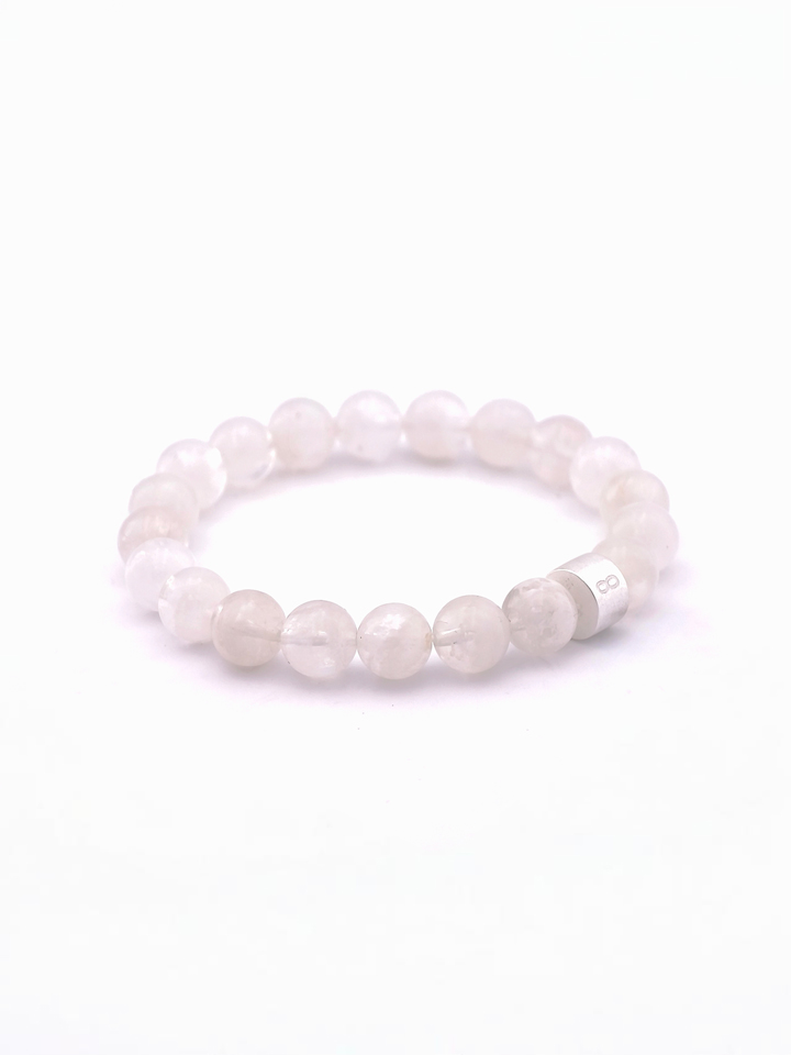White Phantom Quartz Energy Bracelet with 925 Silver Tubes