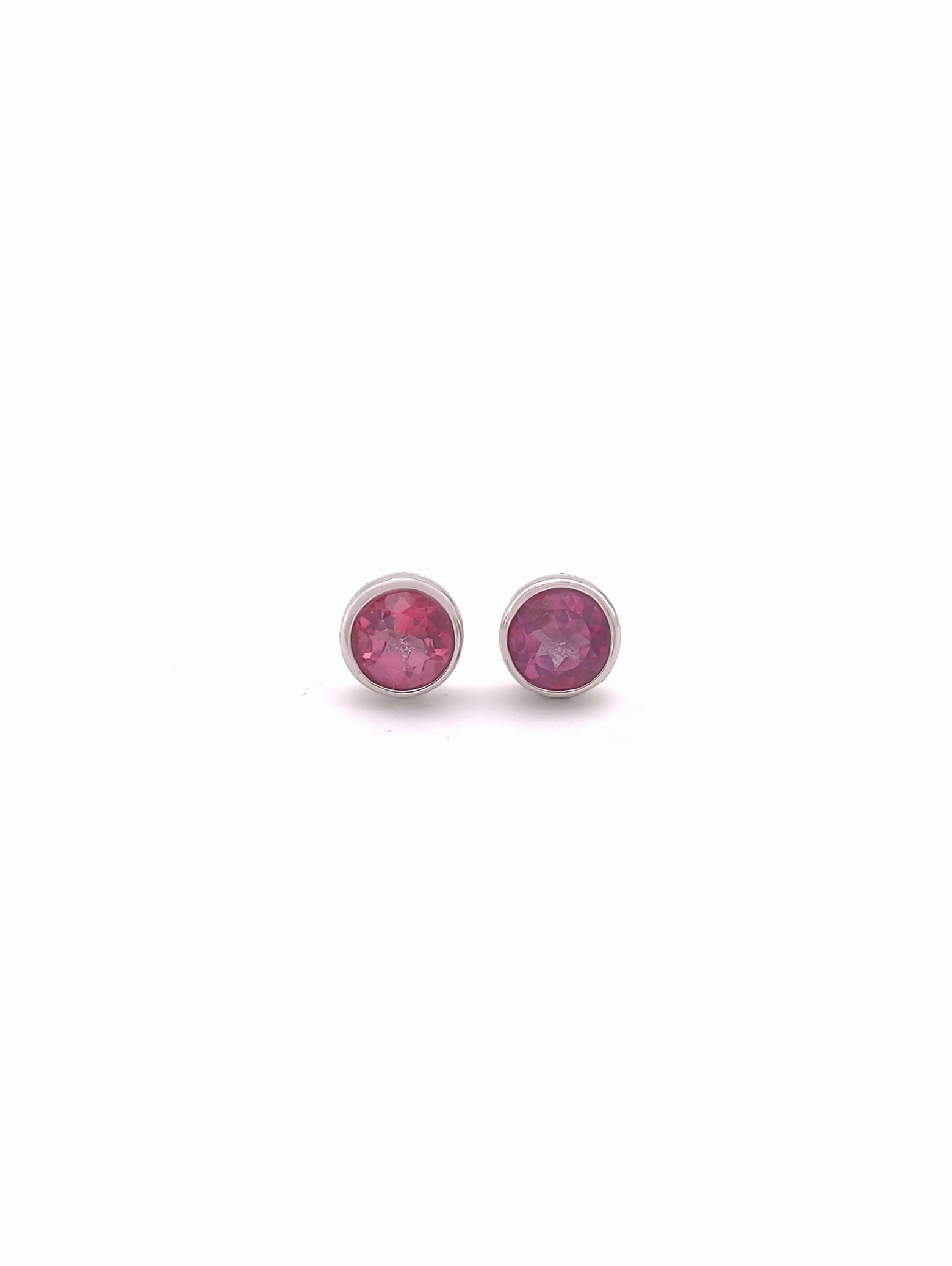 Natural Pink Topaz Bezel Set Solitaire S925 Stud Earrings