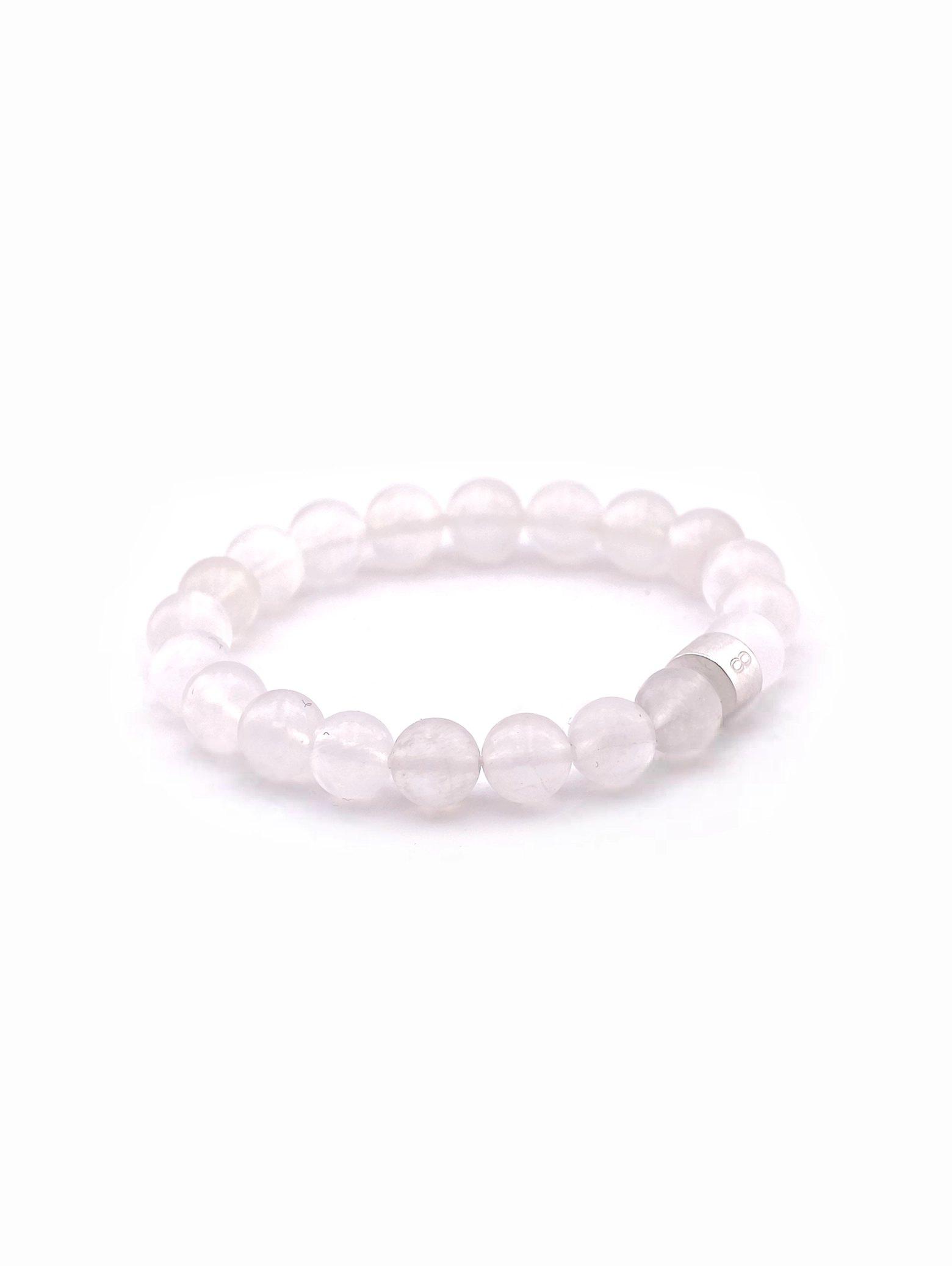 Rainbow Moonstone (Blue Flash) Energy Bracelet with 925 Silver Tubes