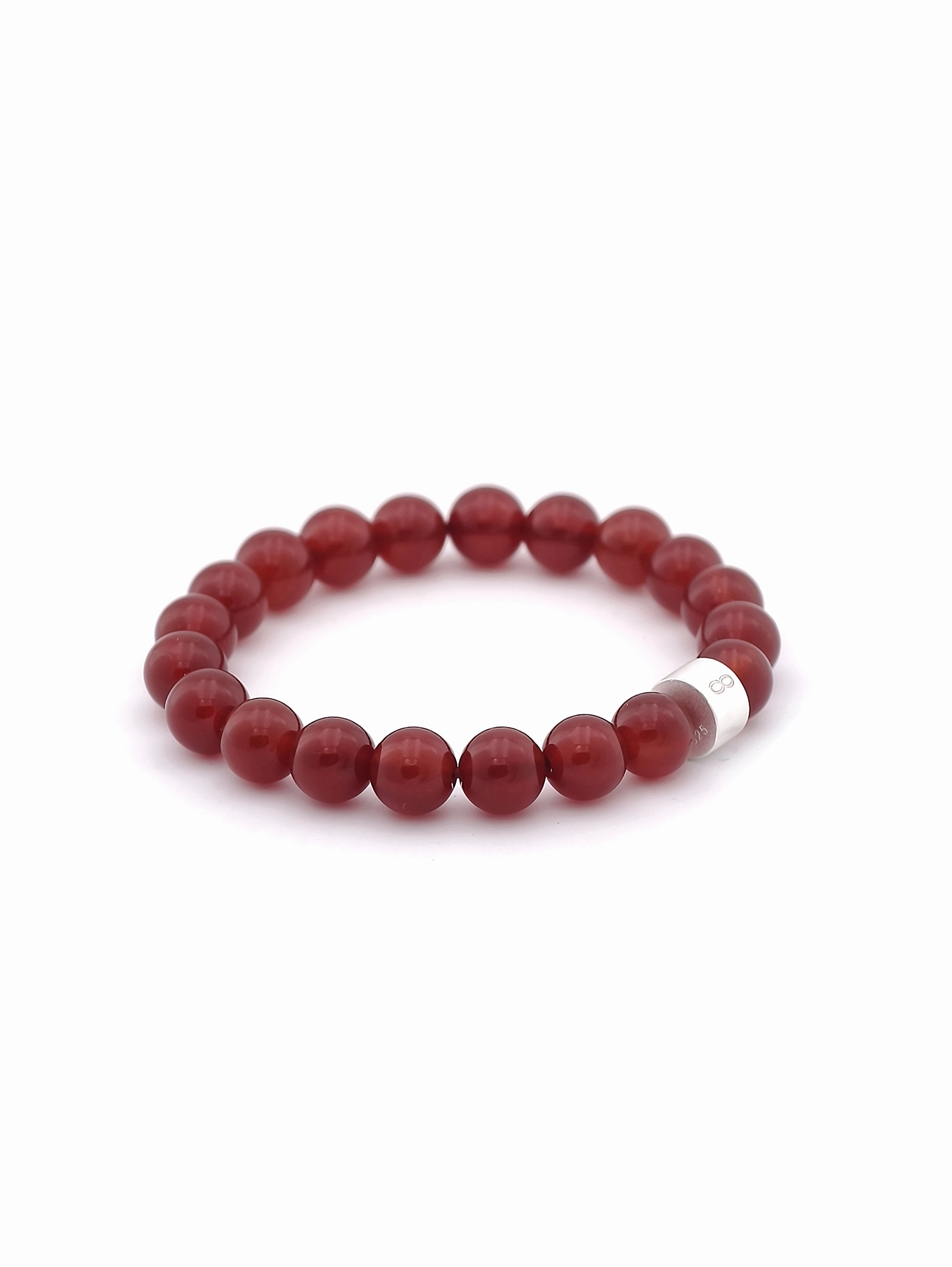 Red Agate Energy Bracelet with 925 Silver Tubes
