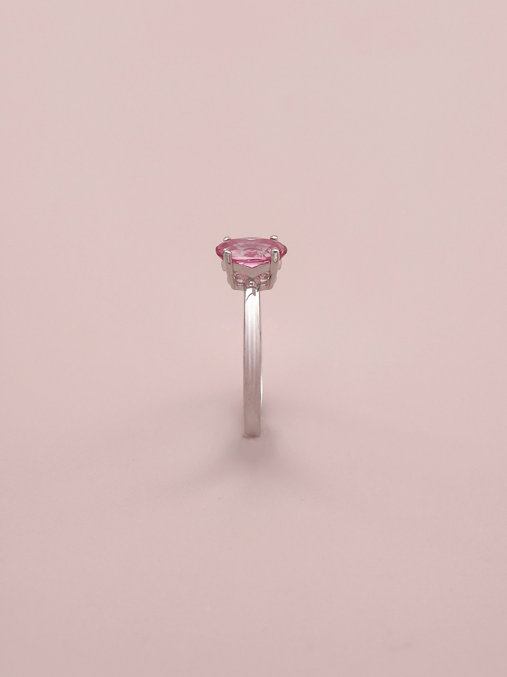 Bague Solitaire Topaze Rose Naturelle Ovale 6 x 8 mm 4 Griffes Argent 925
