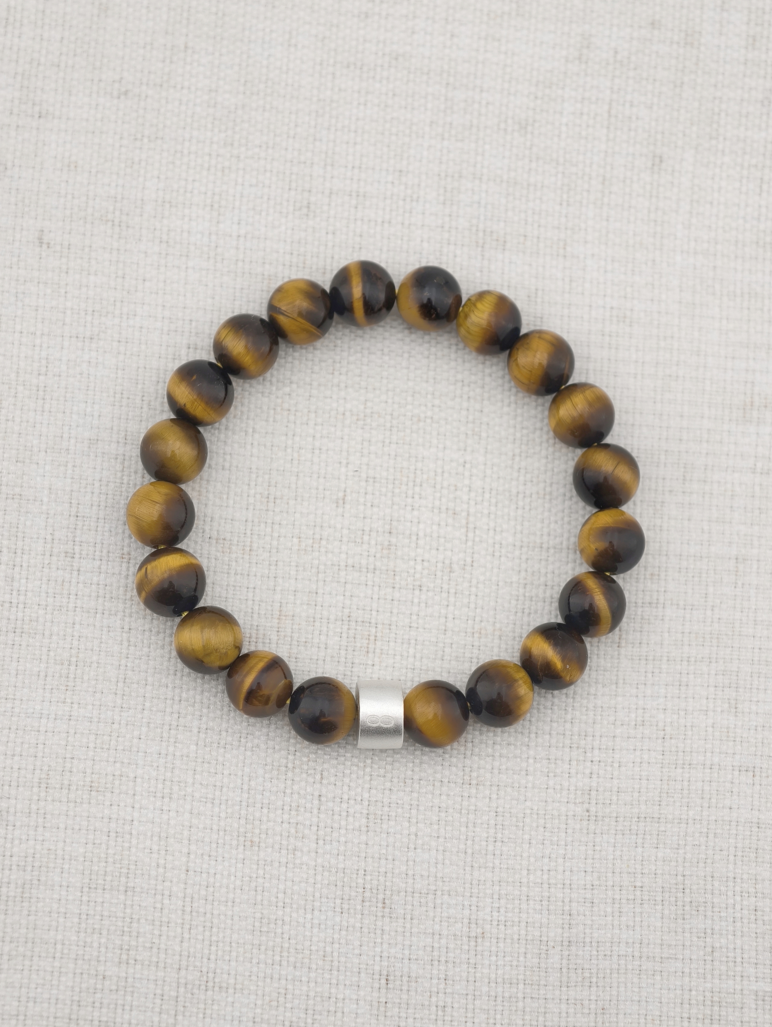 Gold-Tigerauge-Armband mit 925er Silber Röhrchen