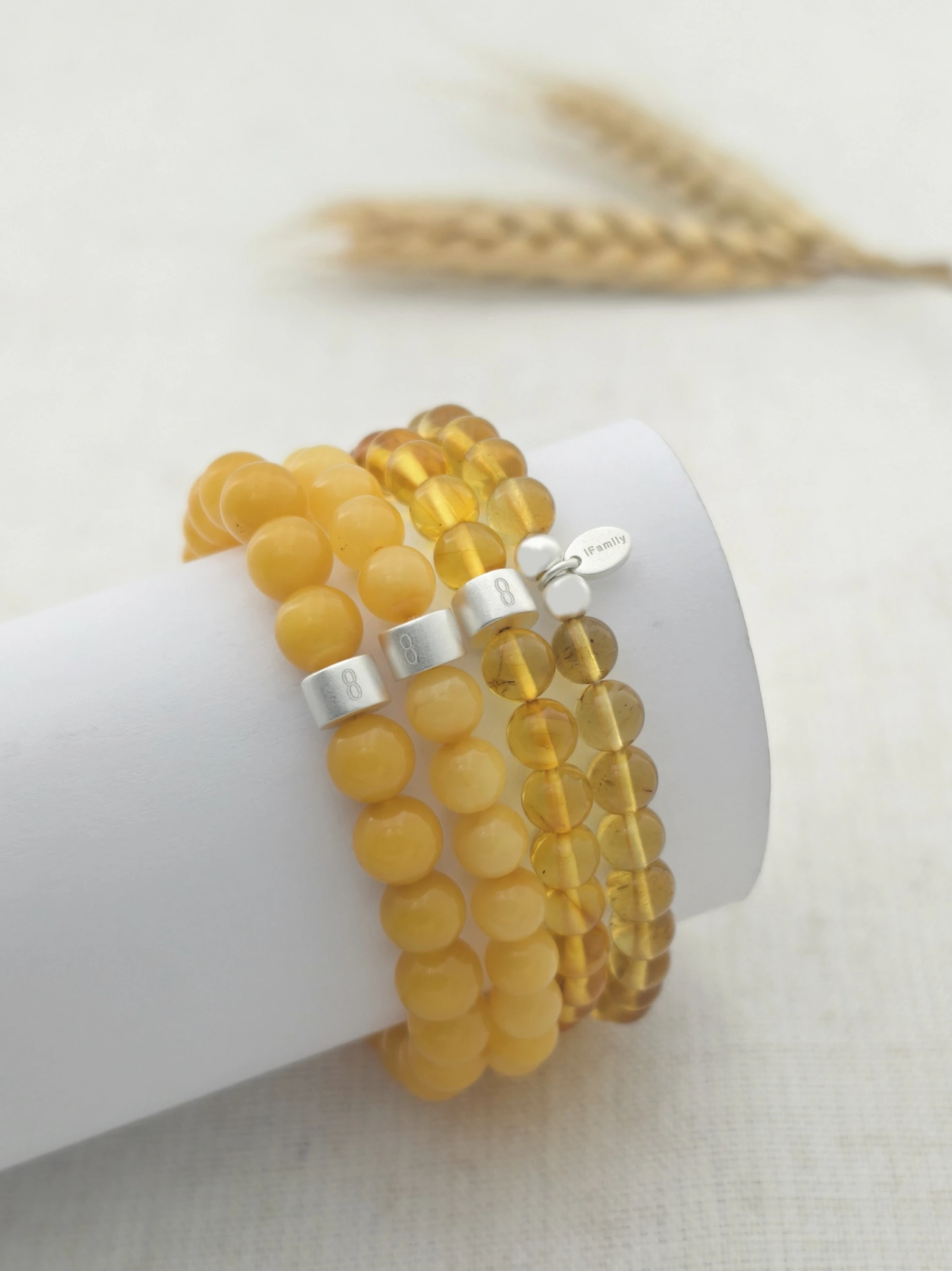 Baltischer Bernsteinschatz Edelstein Armband-Set mit 925 Silber