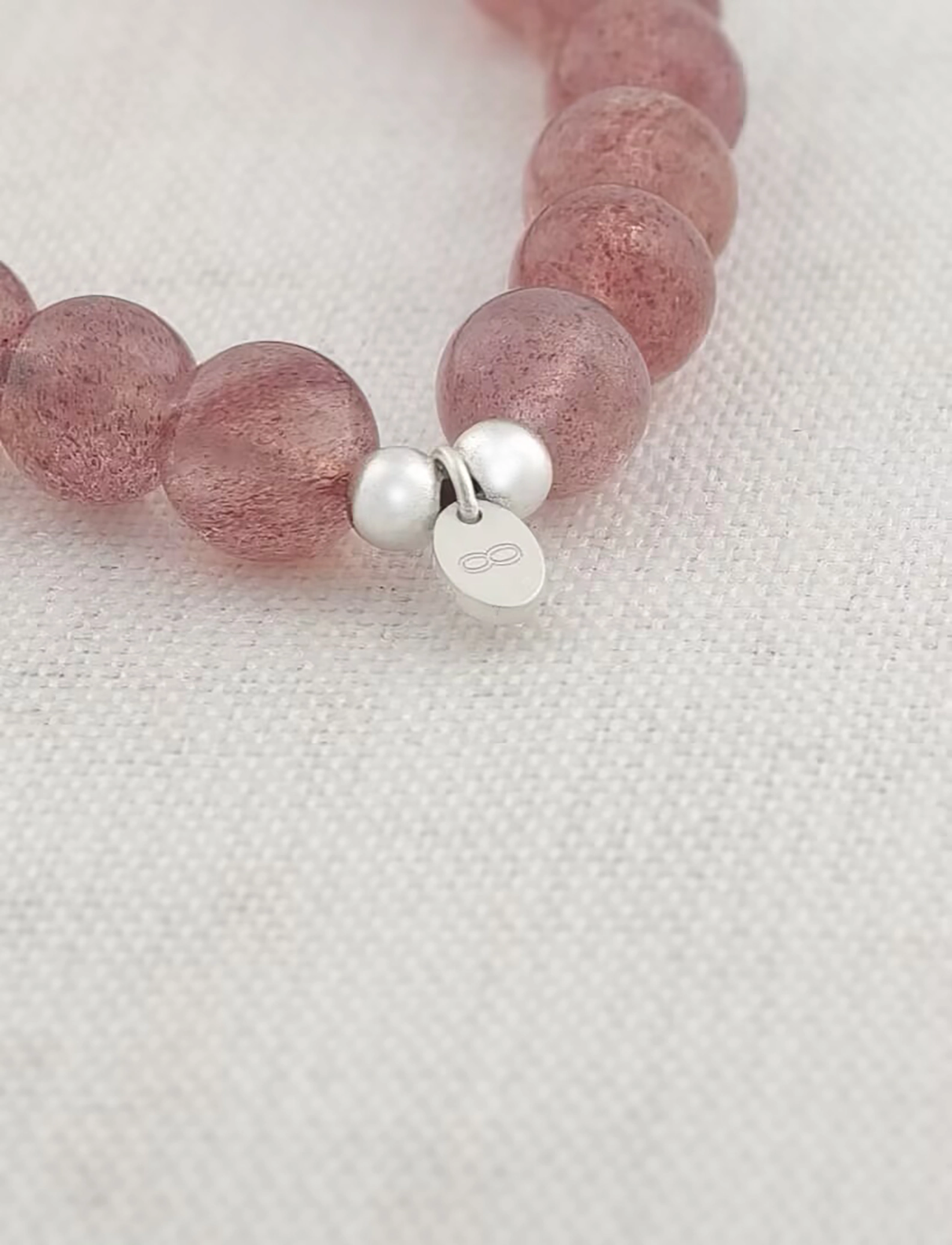 Pulsera de Cuarzo Fresa y Plata de Ley 925