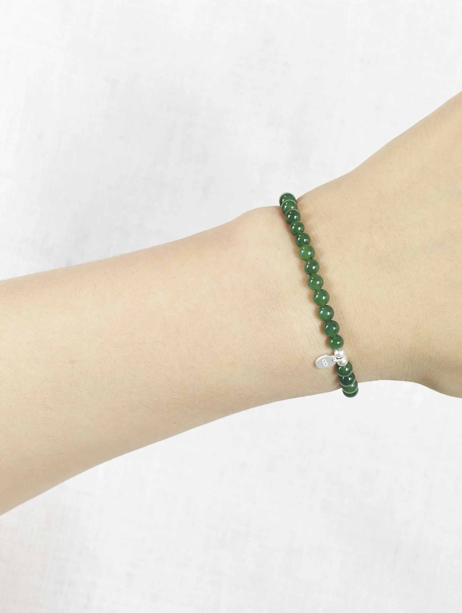 Seidenstraßen-Grünjade 925er Sterlingsilber Armband