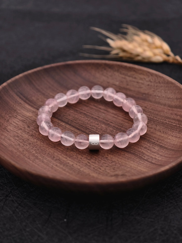 Madagaskar-Rosenquarz-Armband mit 925er Silber Röhrchen